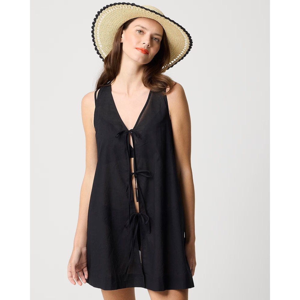 J.Crew Tie-front‎ beach dress Black XXS